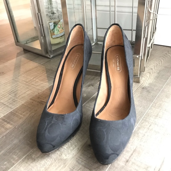 Coach Shoes - Coach black monogram heel pumps size 7
